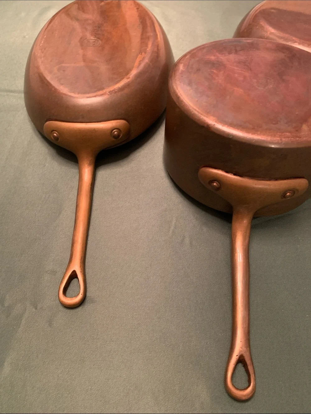 VTG Copper Cookware set Of (3) European/Tuscan/Antique Decor Rare 10” Fish Fryer